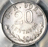 1898-Go PCGS MS 65 Mexico 20 Centavos Guanajuato Mint GEM Silver Coin (26020502C)