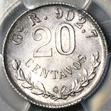 1898-Go PCGS MS 65 Mexico 20 Centavos Guanajuato Mint GEM Silver Coin (26020502C)