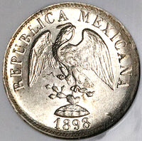 1898-Zs NGC MS 61 Mexico 20 Centavos Zacatecas Mint Silver Vintage Holder Coin (25042504C)