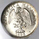 1898-Zs NGC MS 61 Mexico 20 Centavos Zacatecas Mint Silver Vintage Holder Coin (25042504C)