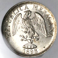 1898-Zs NGC MS 61 Mexico 20 Centavos Zacatecas Mint Silver Vintage Holder Coin (25042504C)