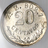 1898-Zs NGC MS 61 Mexico 20 Centavos Zacatecas Mint Silver Vintage Holder Coin (25042504C)