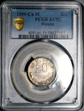 1899-Cn PCGS AU 55 Mexico 20 Centavos Culiacan Mint Rare 44k Silver Coin POP 2/1 (26062202C)