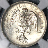 1899-Mo NGC MS 66 Mexico 20 Centavos Mint GEM Silver Coin POP 3/0 (26020502C)