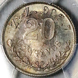 1902-Zs PCGS MS 65 Mexico 20 Centavos Zacatecas Mint GEM Silver Coin POP 1/0 (25103004D)