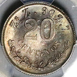 1902-Zs PCGS MS 65 Mexico 20 Centavos Zacatecas Mint GEM Silver Coin POP 1/0 (25103004D)