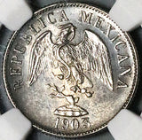 1903-Cn NGC MS 62 Mexico 20 Centavos Culiacan Silver Coin 93k Minted (23100603C)