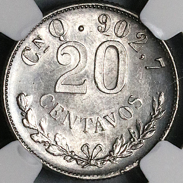 1903-Cn NGC MS 62 Mexico 20 Centavos Culiacan Silver Coin 93k Minted (23100603C)