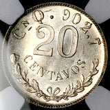 1903-Cn NGC MS 64 Mexico 20 Centavos Culiacan Silver Coin 93k Minted (26082502C)