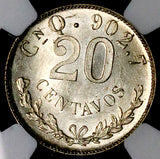 1903-Cn NGC MS 64 Mexico 20 Centavos Culiacan Silver Coin 93k Minted (26082502C)
