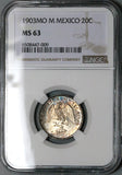 1903-Mo NGC MS 63 Mexico 20 Centavos Mint State Silver Coin (23063002C)