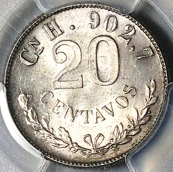1904-Cn PCGS MS 63 Mexico 20 Centavos Last Culiacan Mint Silver Coin (25082101C)