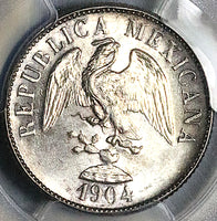 1904-Cn PCGS MS 63 Mexico 20 Centavos Last Culiacan Mint Silver Coin (25082101C)