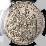 1869-Mo NGC AU 58 Mexico 25 Centavos Balance Scale 76k Pedigree Coin POP 1/5 (24051302C)