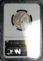 1869-Mo NGC AU 58 Mexico 25 Centavos Balance Scale 76k Pedigree Coin POP 1/5 (24051302C)