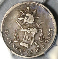 1874-Ho PCGS VF 25 Mexico 25 Centavos Hermosillo Mint 23k Silver Coin POP 1/0 (25071101C)