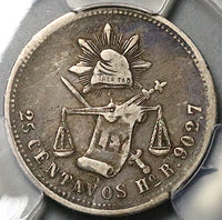 1874-Ho PCGS VF 25 Mexico 25 Centavos Hermosillo Mint 23k Silver Coin POP 1/0 (25071101C)