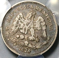 1874-Ho PCGS VF 25 Mexico 25 Centavos Hermosillo Mint 23k Silver Coin POP 1/0 (25071101C)
