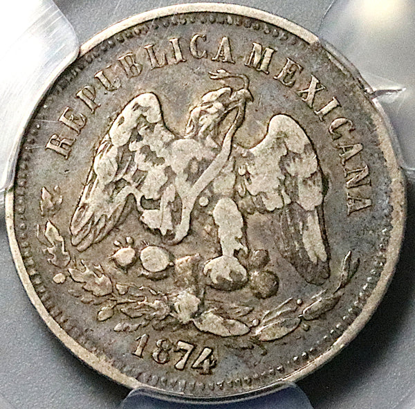 1874-Ho PCGS VF 25 Mexico 25 Centavos Hermosillo Mint 23k Silver Coin POP 1/0 (25071101C)