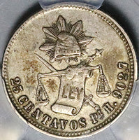 1874-Pi PCGS XF 45 Mexico 25 Centavos Potosi Mint Rare Silver Coin (24092402C)