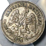 1874-Pi PCGS XF 45 Mexico 25 Centavos Potosi Mint Rare Silver Coin (24092402C)