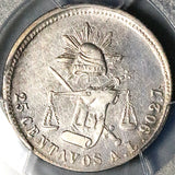 1875-A PCGS AU Mexico 25 Centavos Rare Alamos Mint Silver Coin (25123001C)