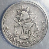 1876-Ho ANACS F 15 Mexico 25 Centavos Hermosillo Mint 34k Rare Silver Coin (26092205C)
