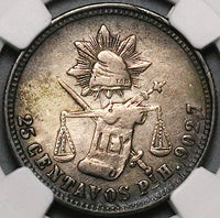 1880-Pi NGC XF Mexico 25 Centavos Potosi Mint Key Silver Coin (23072501C)