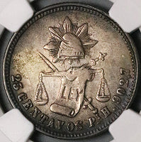 1880-Pi NGC XF Mexico 25 Centavos Potosi Mint Key Silver Coin (23072501C)