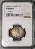 1880-Pi NGC XF Mexico 25 Centavos Potosi Mint Key Silver Coin (23072501C)