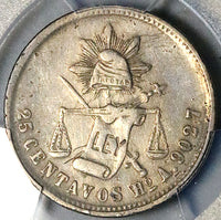 1881-Ho PCGS XF Mexico 25 Centavos Hermosillo Mint 19k Silver Coin (25091803C)