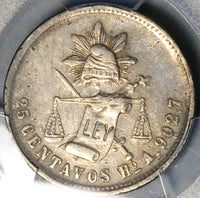 1881-Ho PCGS XF Mexico 25 Centavos Hermosillo Mint 19k Silver Coin (25091803C)