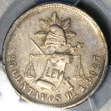 1881-Ho PCGS XF Mexico 25 Centavos Hermosillo Mint 19k Silver Coin (25091803C)