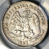 1881-Ho PCGS XF Mexico 25 Centavos Hermosillo Mint 19k Silver Coin (25091803C)