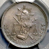 1883-A PCGS AU Mexico 25 Centavos Rare 28k Alamos Mint Silver Coin (26090502C)
