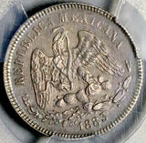 1883-A PCGS AU Mexico 25 Centavos Rare 28k Alamos Mint Silver Coin (26090502C)