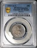 1883-A PCGS AU Mexico 25 Centavos Rare 28k Alamos Mint Silver Coin (26090502C)