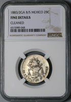 1883/2-Ga NGC Fine Mexico 25 Centavos Guadalajara Mint Rare Silver Coin (23060405C)