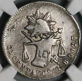1883/2-Ga NGC XF Mexico 25 Centavos Guadalajara Rare Silver Coin (23092001C)