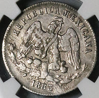 1883/2-Ga NGC XF Mexico 25 Centavos Guadalajara Rare Silver Coin (23092001C)