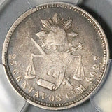 1884-Cn PCGS F 15 Mexico 25 Centavos Rare Culiacan Mint Silver Coin POP 1/0 (25032402C)