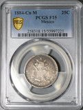 1884-Cn PCGS F 15 Mexico 25 Centavos Rare Culiacan Mint Silver Coin POP 1/0 (25032402C)