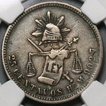 1884-Ho NGC XF 45 Mexico 25 Centavos Hermosillo Mint Silver Coin (23090502C)