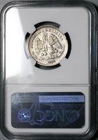 1886-CH NGC AU 50 Mexico 25 Centavos Chihuahua Mint 22k Silver Coin POP 1/0 (25020502C)