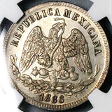 1886-Mo NGC MS 62 Mexico 25 Centavos Mint State Silver Coin (23073001C)