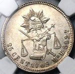 1886-Mo NGC MS 63 Mexico 25 Centavos Mint State Silver Coin (24102202C)