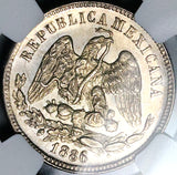 1886-Mo NGC MS 63 Mexico 25 Centavos Mint State Silver Coin (24102202C)