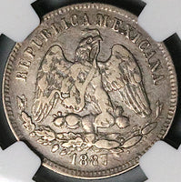 1887-Ca NGC XF 40 Mexico 25 Centavos Chihuahua Mint 26k Silver Coin POP 2/0 (24010702C)