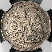1887-Ca NGC XF 40 Mexico 25 Centavos Chihuahua Mint 26k Silver Coin POP 2/0 (24010702C)