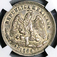 1888-Cn NGC XF 45 Mexico 25 Centavos Rare Culiacan Silver 86k Coin (24121004C)